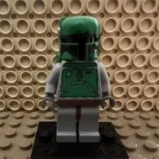 LEGO Minifigure Green Helmet White Outfit/Legs w/ Black Display Base