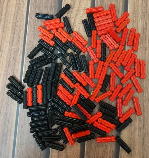 LEGO Axle Lot 125 Red & Black 2L Notched # 32026