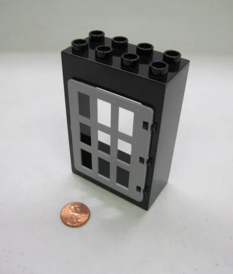 Lego Duplo BLACK GRAY JAIL LARGE DOOR WINDOW PANE UNIT Building Block 2x4x6
