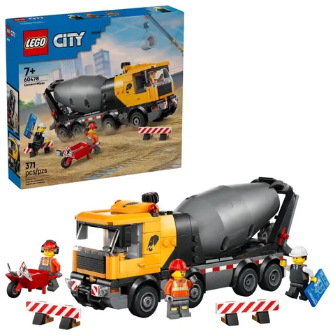 LEGO City Cement Mixer Truck Building Toy, 371 Pieces