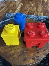 Lot Of 3 Adorable LEGO Branded Storage Containers Colorful And Collectible 2013