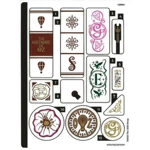 new LEGO Sticker Sheet from Wicked Glinda & Elphaba Bookends set 75691
