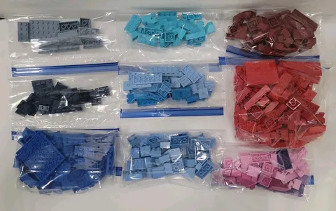 Lego Blocks, Random Sizes, Shades Of Red And Blue,  1.5 lbs
