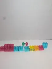 Lego Duplo & Megablock Clear Blue, Pink, Orange Yellow With Two Clear Gems.