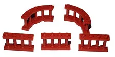 Lot Of 5 Red Lego Fence Guard Rail Type 21229 15332