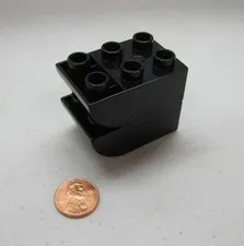 Lego Duplo Block BLACK 2x3 CURVED BOTTOM BRICK 2 Lot Building Blocks Castle