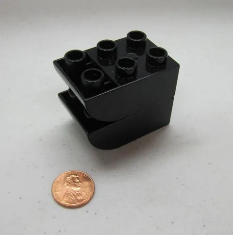 Lego Duplo Block BLACK 2x3 CURVED BOTTOM BRICK 2 Lot Building Blocks Castle