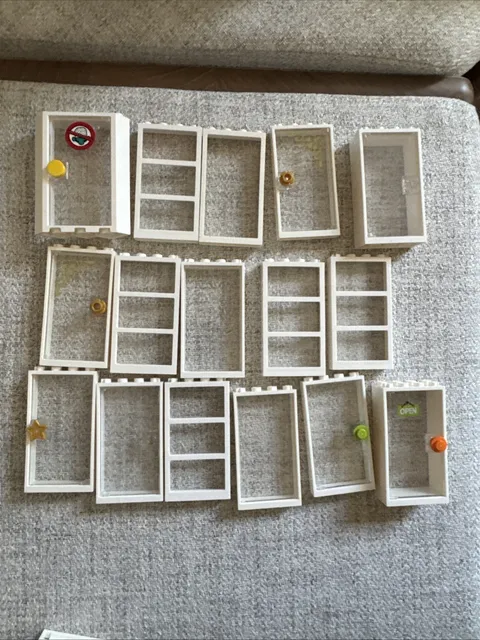 Lego White Framed Doors And Windows. Clear. Lot Of 16