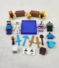 LEGO Minecraft Minifigure Lot w/ Accessories, Assorted Figures & Parts