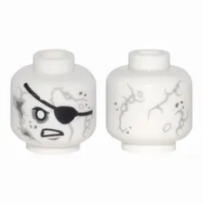 LEGO Minifigure, Head Alien with PotC Gray Cracks and Spots, Eye Patch Pirates