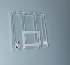 1 Lego NBA Basketball Clear Backboard with logo 6 x 5 x 1 Brick Part 3754pb05