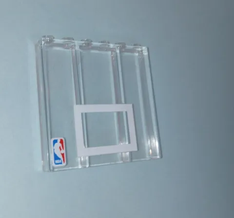 1 Lego NBA Basketball Clear Backboard with logo 6 x 5 x 1 Brick Part 3754pb05