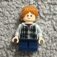 LEGO Harry Potter Ron Weasley Minifigure Orange Hair Plaid Torso Blue Legs 1pc