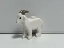 LEGO White Goat Minifigure Animal Black Eyes Dark Tan Horns Seried 25 Goatherd