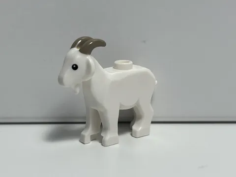 LEGO White Goat Minifigure Animal Black Eyes Dark Tan Horns Seried 25 Goatherd