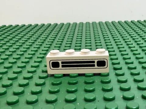 LEGO White Brick 1x4 w/Car Grille Black Pttn Surface Print 540 770 #3010pb036s