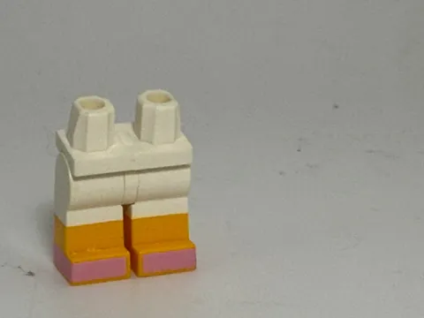 Lego Leg-Hips and Legs with Bright Light Orange Lower Legs and Bright Pink Feet 