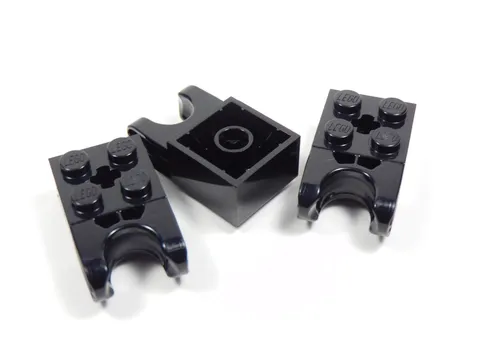 LEGO Lot of 3 Black 2x2 Bricks w/ Socket Technic S4