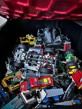 LEGO Bulk Lot Mixed Bricks Pieces Parts w/ Partially Built Vehicles, Multicolor