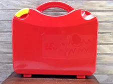 LEGO Carrying Case Red Maroon Storage Box With Dividers And 38 LEGO Pieces