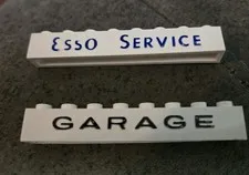 Vintage Lego Garage and Esso Service Signs White