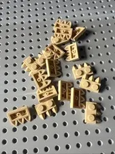 Lego 15208 Tan Plate, Modified 1 x 2 with 3 Teeth Ninjago Creator Bulk 18 Pieces