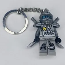 LEGO Mini-Figure Keychain Ninjago Titanium Zane with Swords RARE