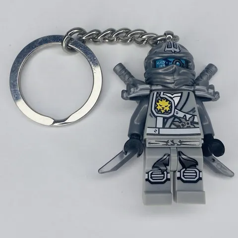 LEGO Mini-Figure Keychain Ninjago Titanium Zane with Swords RARE
