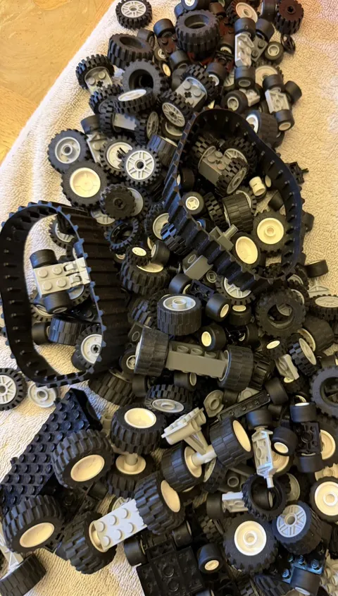 Lego LOT Wheels - Tires - Axles - Tank Treads OVER 1.8 Pound Lbs. Parts Pieces