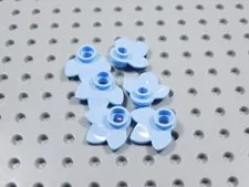 LEGO Lot of 6 Bright Light Blue Plant Plates w/ 3 Leaves Minifig BL
