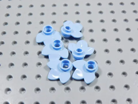 LEGO Lot of 6 Bright Light Blue Plant Plates w/ 3 Leaves Minifig BL
