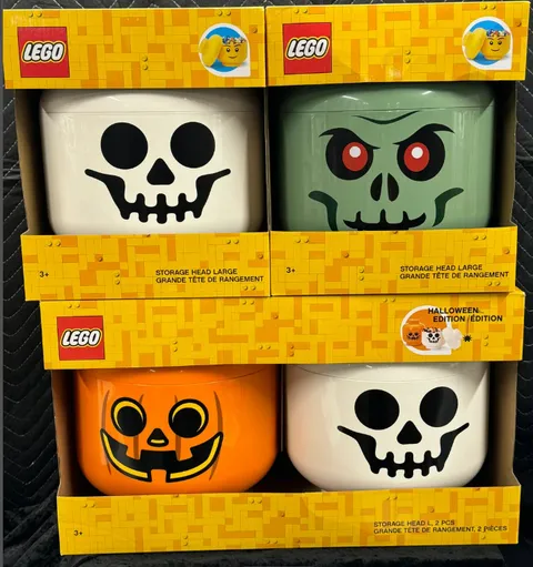NEW 4 Pack LARGE LEGO Brick Storage Pumpkin, Ghost (2), Zombie Skeleton LEGO