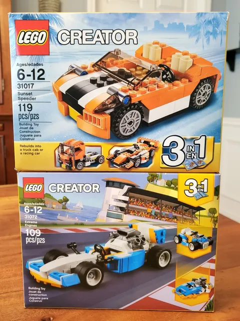 LEGO Creator 3 in 1 Sets 31072 Extreme Engines and 31017 Sunset Speeder