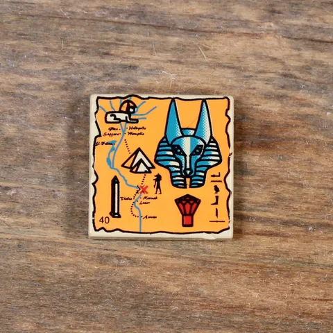 LEGO Adventurers Desert Tan Tile 2x2 Map Orange and Hieroglyphs Pattern 3068px19