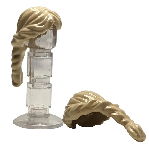 2x LEGO Minifigure Hair Long French Braid Ponytail Tan