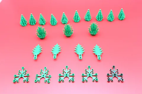 LEGO Pine Trees Lot of 10, 3 Bushes, 9 Leaves Leaf Pieces Bulk Lot Special Parts