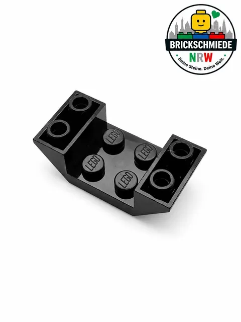 4x LEGO® 4871 Black Slope, Inverted 45 4x2 Double with 2x2 Cutout Black