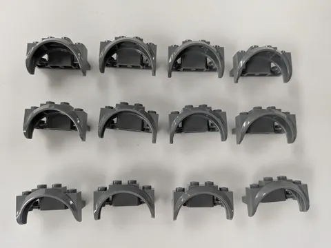 LEGO Parts (x12) - Dark Bluish Gray Vehicle, Mudguard 4 x 2 1/2 x 2 - # 35789