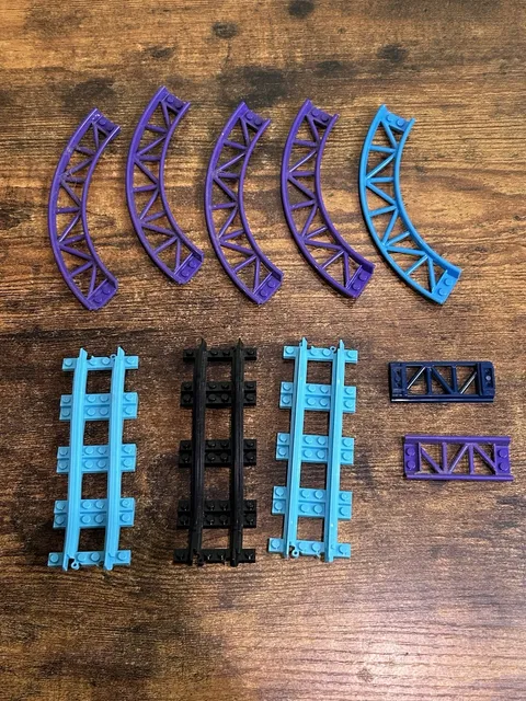 Lego Train Roller Coaster Tracks 10pc Bulk Lot Azure Light Purple Blue Friends