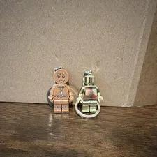 LEGO Gingerbread Man Minifigure Keychain Lot of 2 Plastic/Metal Collectible