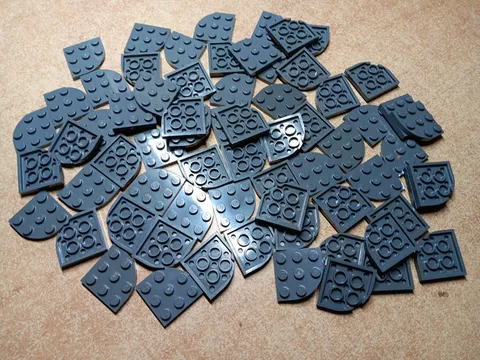 LEGO BULK LOT 68 DARK BLUISH GRAY ROUND CORNER PLATE 3X3 #30357
