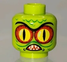 NEW LEGO® Lime Minifigure Head Alien Swamp Creature Red Yellow Eyes Part MONSTER
