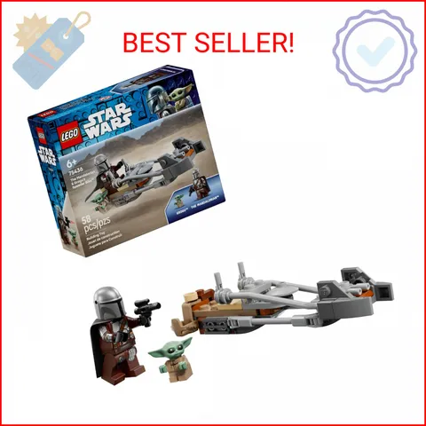 LEGO Star Wars The Mandalorian & Grogu’s Speeder Bike Building Toy for Boys & Gi