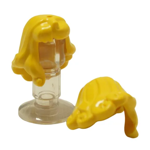 LEGO 2x Yellow Female Long Hair Curled Over Shoulder with Top Hole Genuine