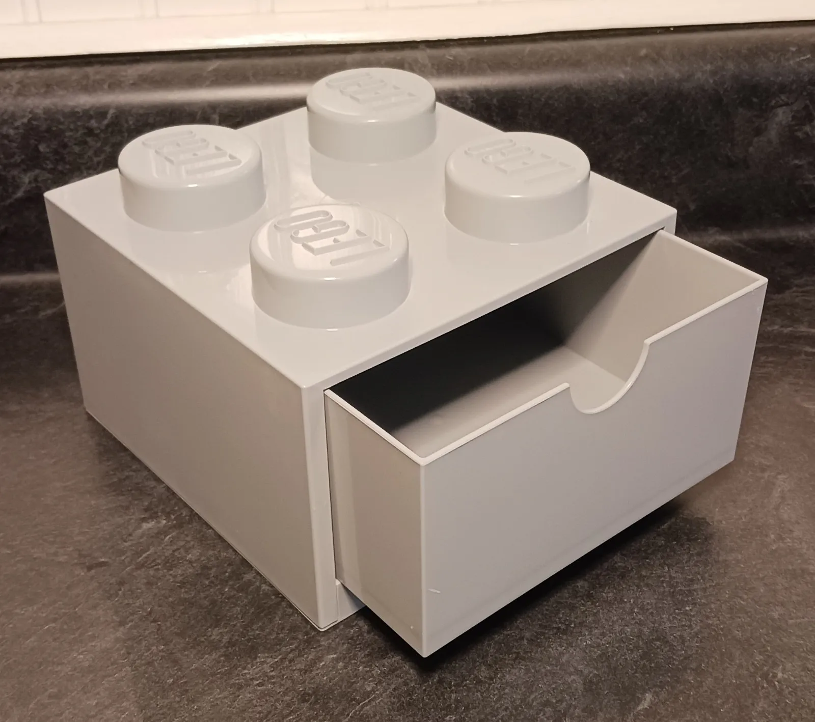 LEGO Desk Drawer Stackable Storage with 4 Knobs, in Gray [READ DESCRIPTION]