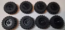 B-1 Lego Lot 8 Wheel 30.4 x 14 Black Bolts 55981c02 Offset Tread