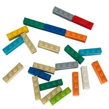 LEGO 1x4 Bricks Tile Lot Of 22 Multicolor Building Tan Green Blue Orange Yellow