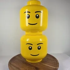 Lot Of 2 LEGO 2012 Minifigure Head Large 11” Storage Yellow Stackable Containers