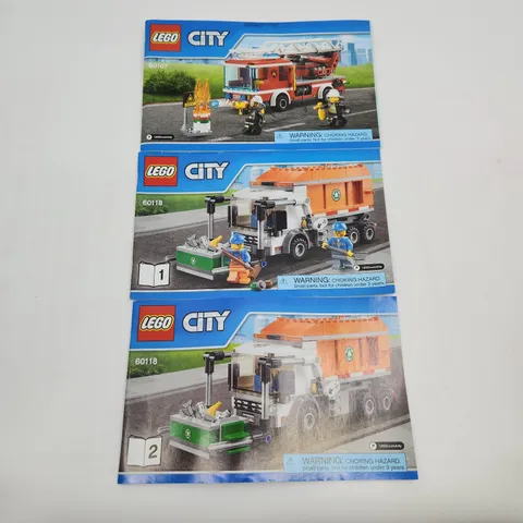 3 Lego City Instruction Manuals 60118 Garbage Truck Vol 1 & 2 60107 Fire Truck