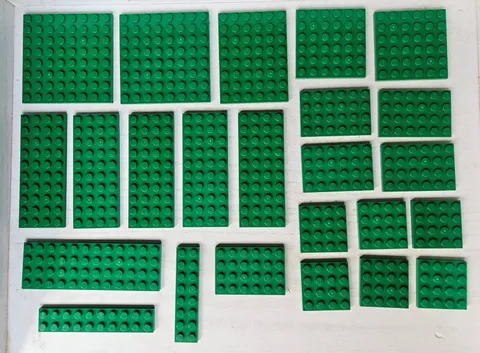 Lego 24 Pc GREEN Lego Building Plates Lot 6x8 8x8 4x10 4x6 4x4 +